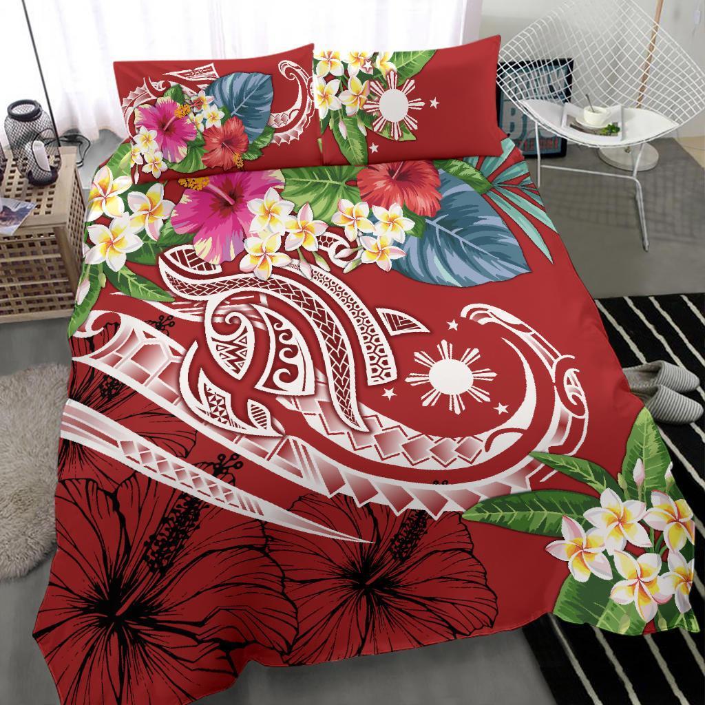 The Philippines Bedding Set - Summer Plumeria (Red) - Polynesian Pride