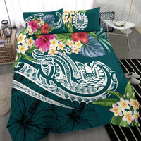 Nauru Polynesian Bedding Set - Summer Plumeria (Turquoise) - Polynesian Pride