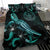 Palau Polynesian Bedding Set - Turtle With Blooming Hibiscus Turquoise - Polynesian Pride