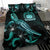 Samoa Polynesian Bedding Set - Turtle With Blooming Hibiscus Turquoise - Polynesian Pride