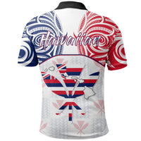 Hawaiian Kanaka Polo Shirt Flag Nation Demodern White - Polynesian Pride