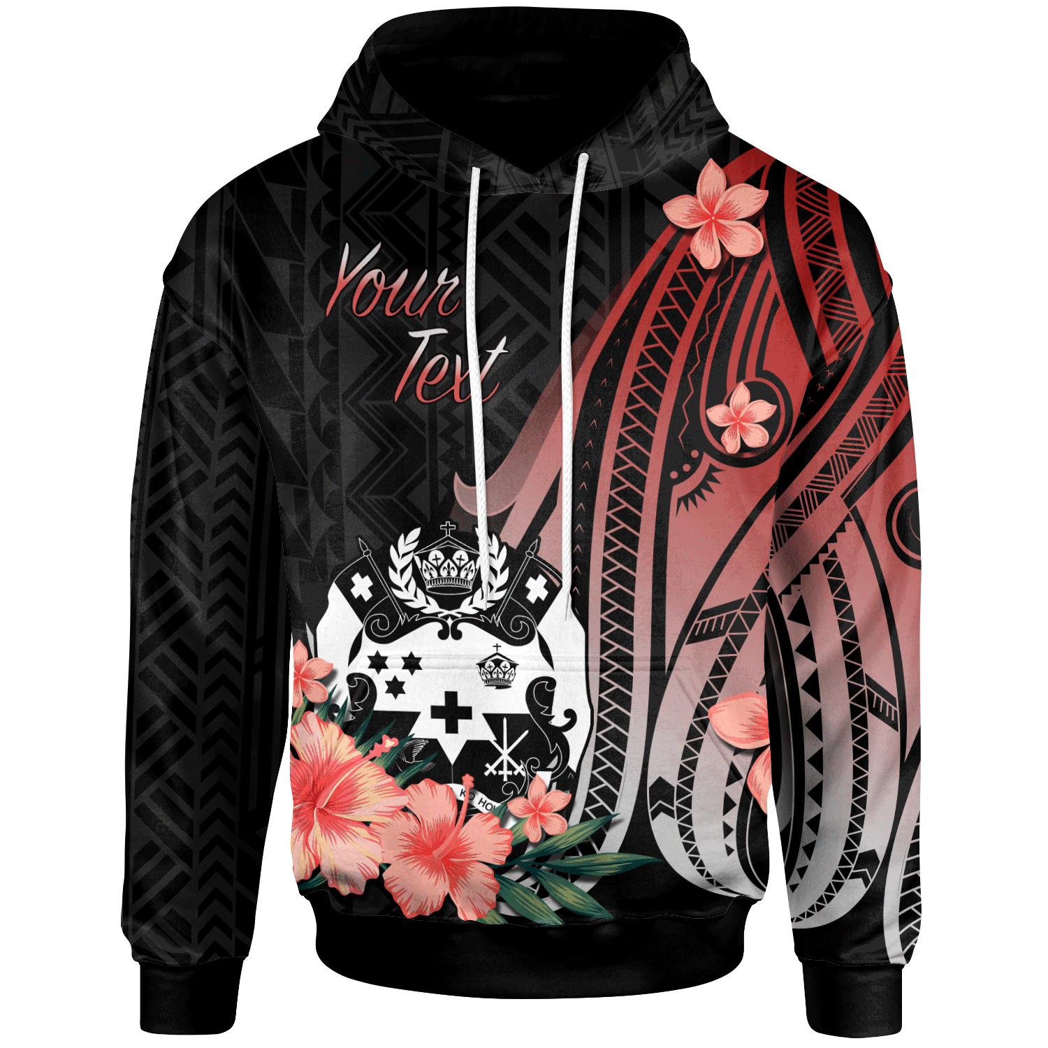 Tonga Custom Hoodie Red Polynesian Hibiscus Pattern Style Unisex Red - Polynesian Pride