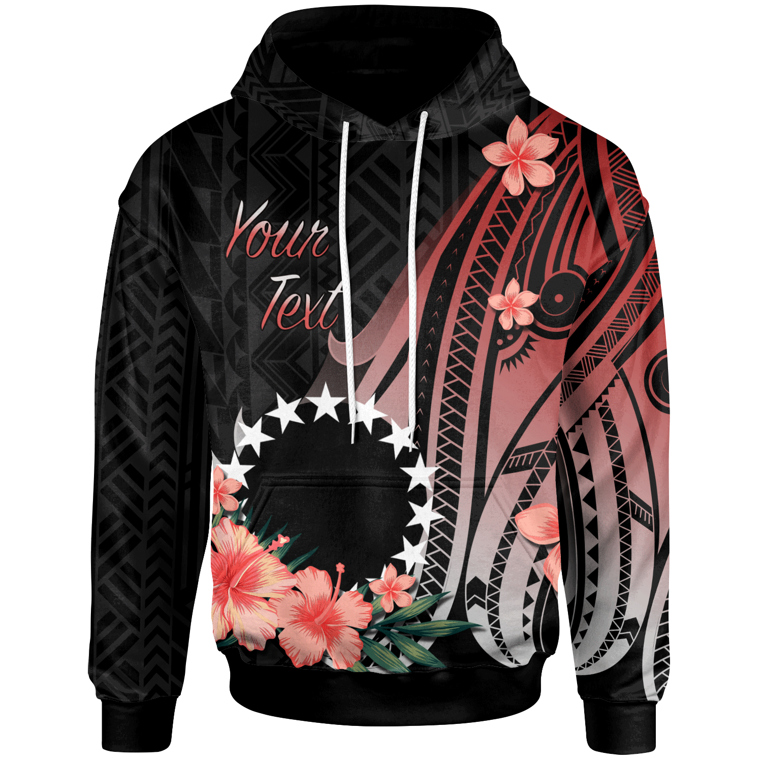 Cook Islands Custom Hoodie Red Polynesian Hibiscus Pattern Style Unisex Red - Polynesian Pride