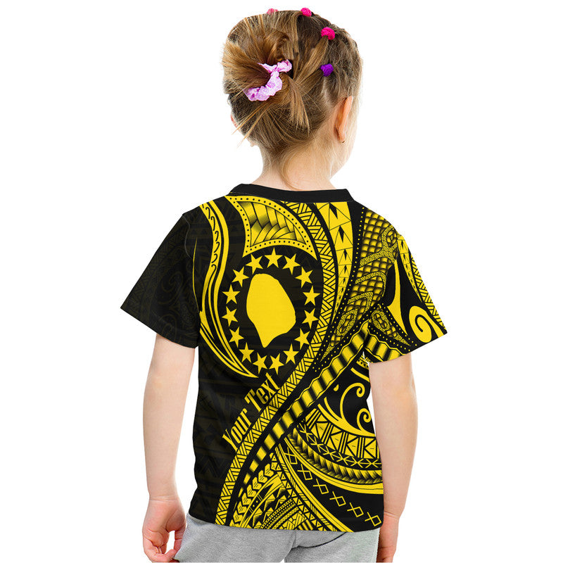 Custom Atiu Cook Islands T Shirt Gold Polynesian Wave Style LT9 - Polynesian Pride