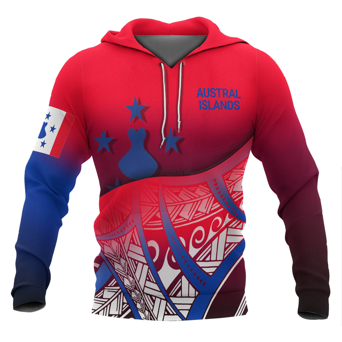 Austral Islands Coat of rms Hoodie Polynesian Pattern Unisex Red - Polynesian Pride