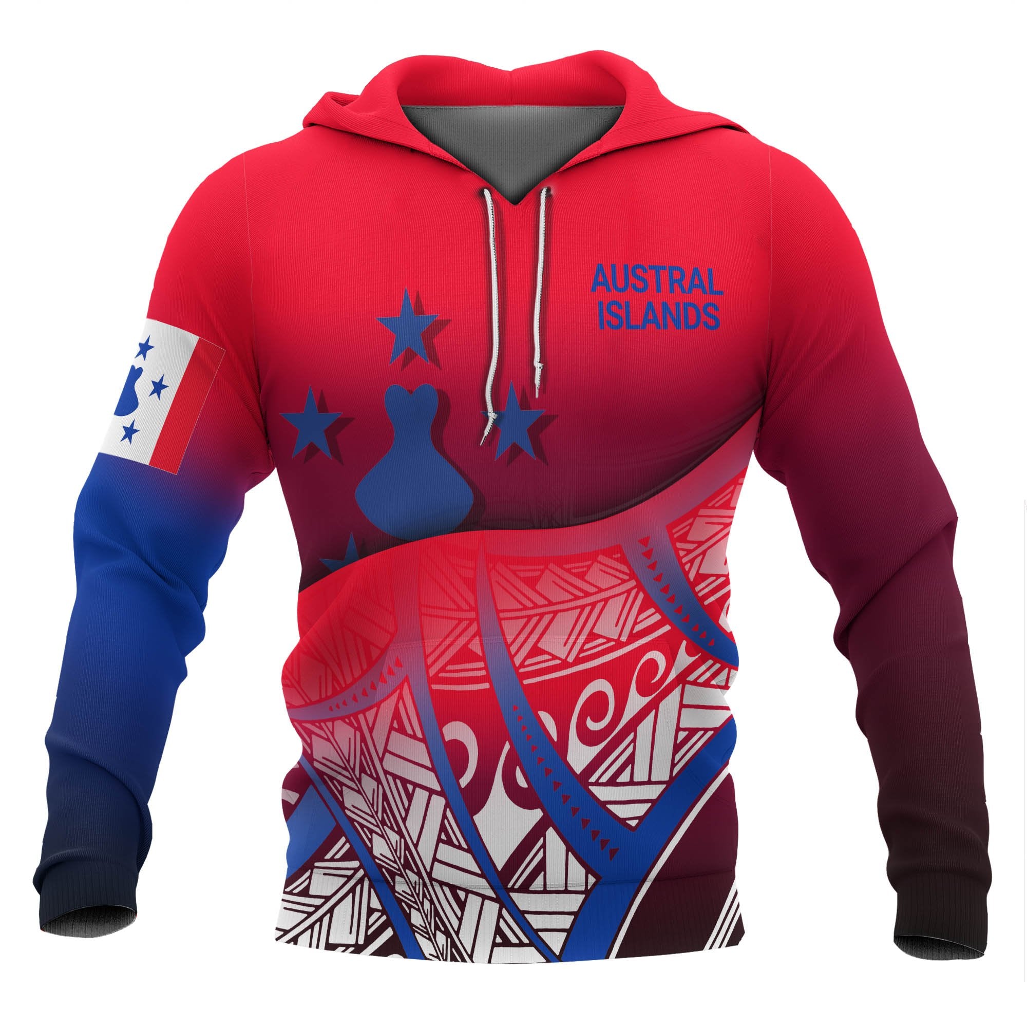 Austral Islands Coat of rms Hoodie Polynesian Pattern Unisex Red - Polynesian Pride