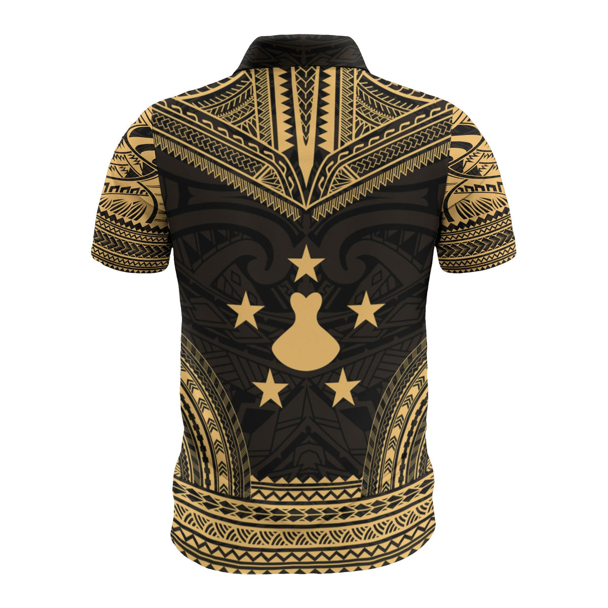 Austral Islands Custom Polo Shirt Tuhaa Pae Flag Polynesian Chief Tattoo Gold Version - Polynesian Pride