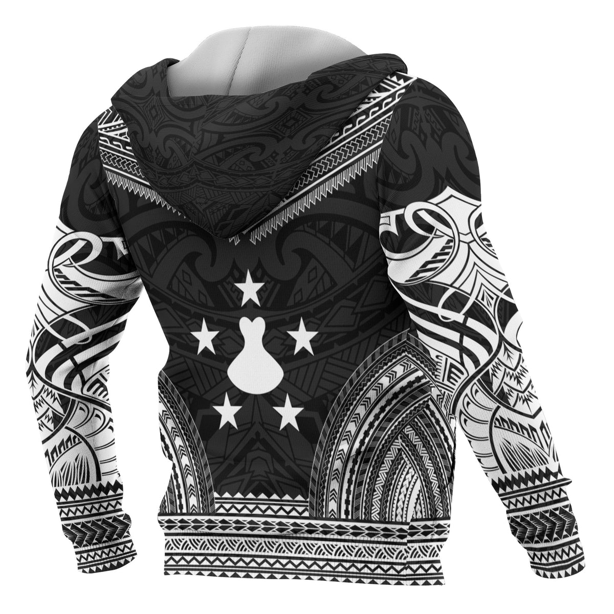 Austral Islands Polynesian Chief Custom Zip up Hoodie Black Version - Polynesian Pride