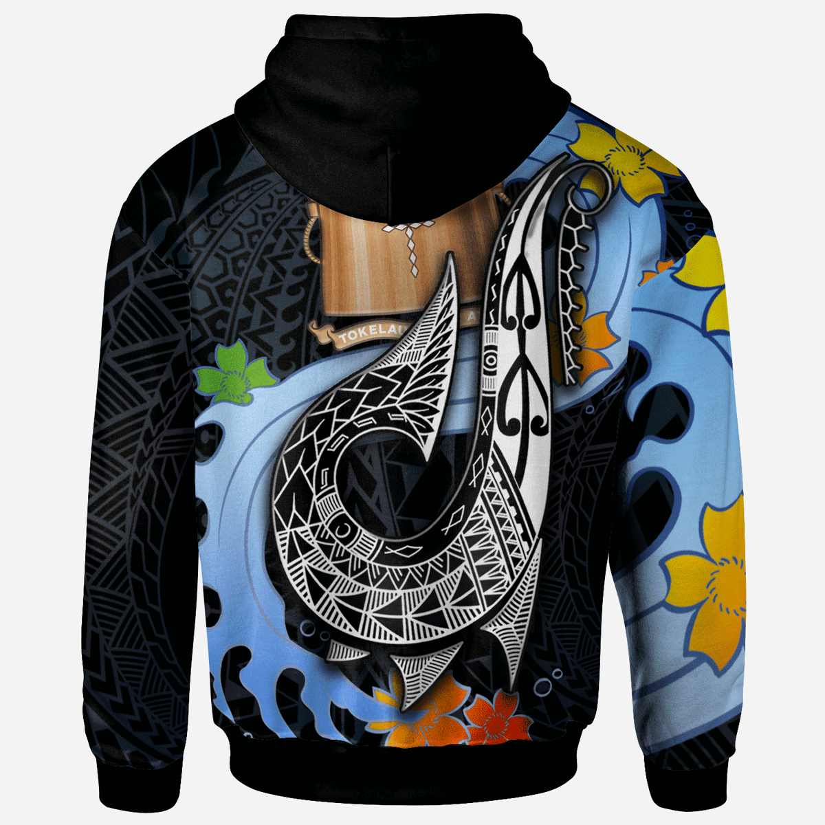 Tokelau Zip Hoodie Fish Hooks and Wave - Polynesian Pride