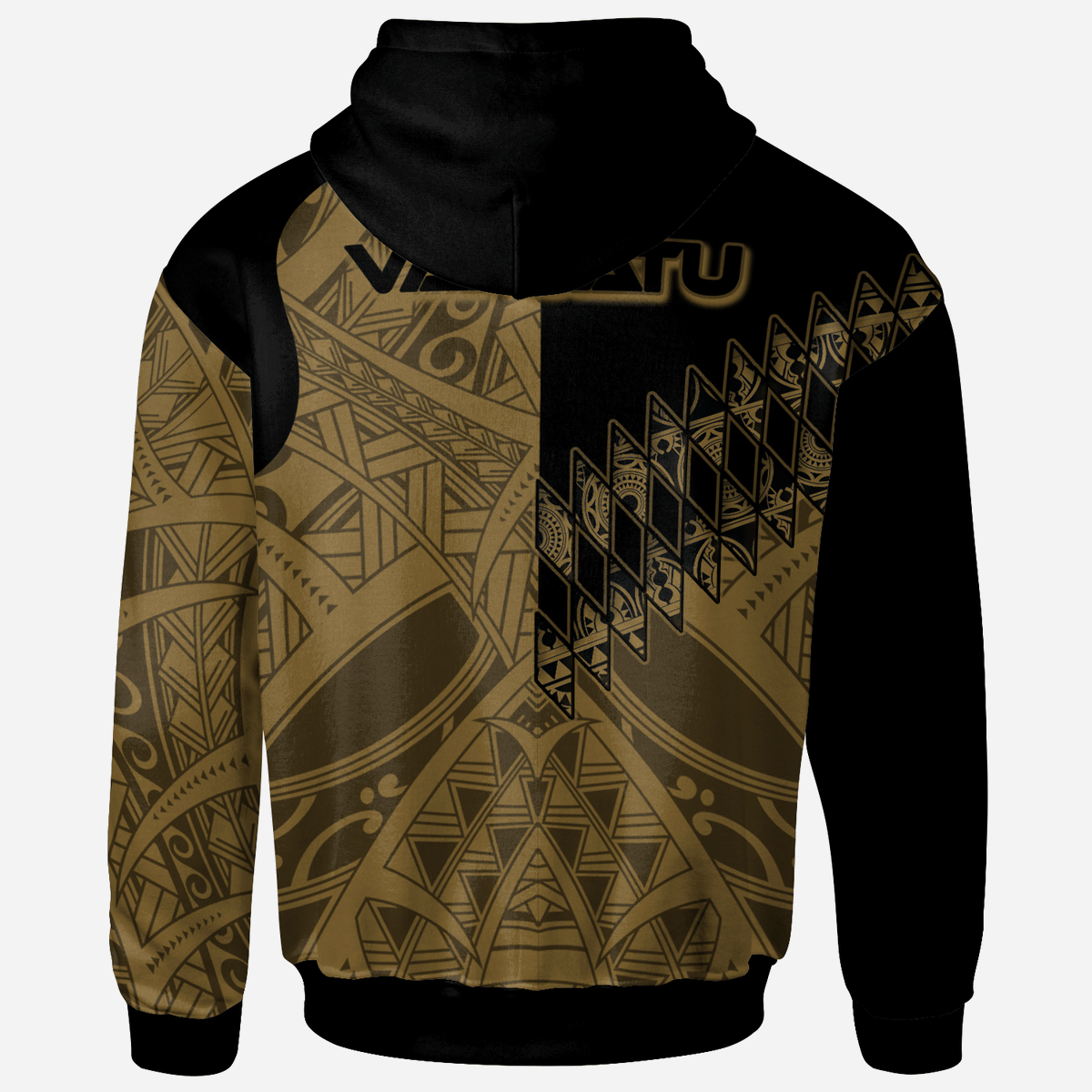 Vanuatu Zip Hoodie Gold Color Symmetry Style - Polynesian Pride