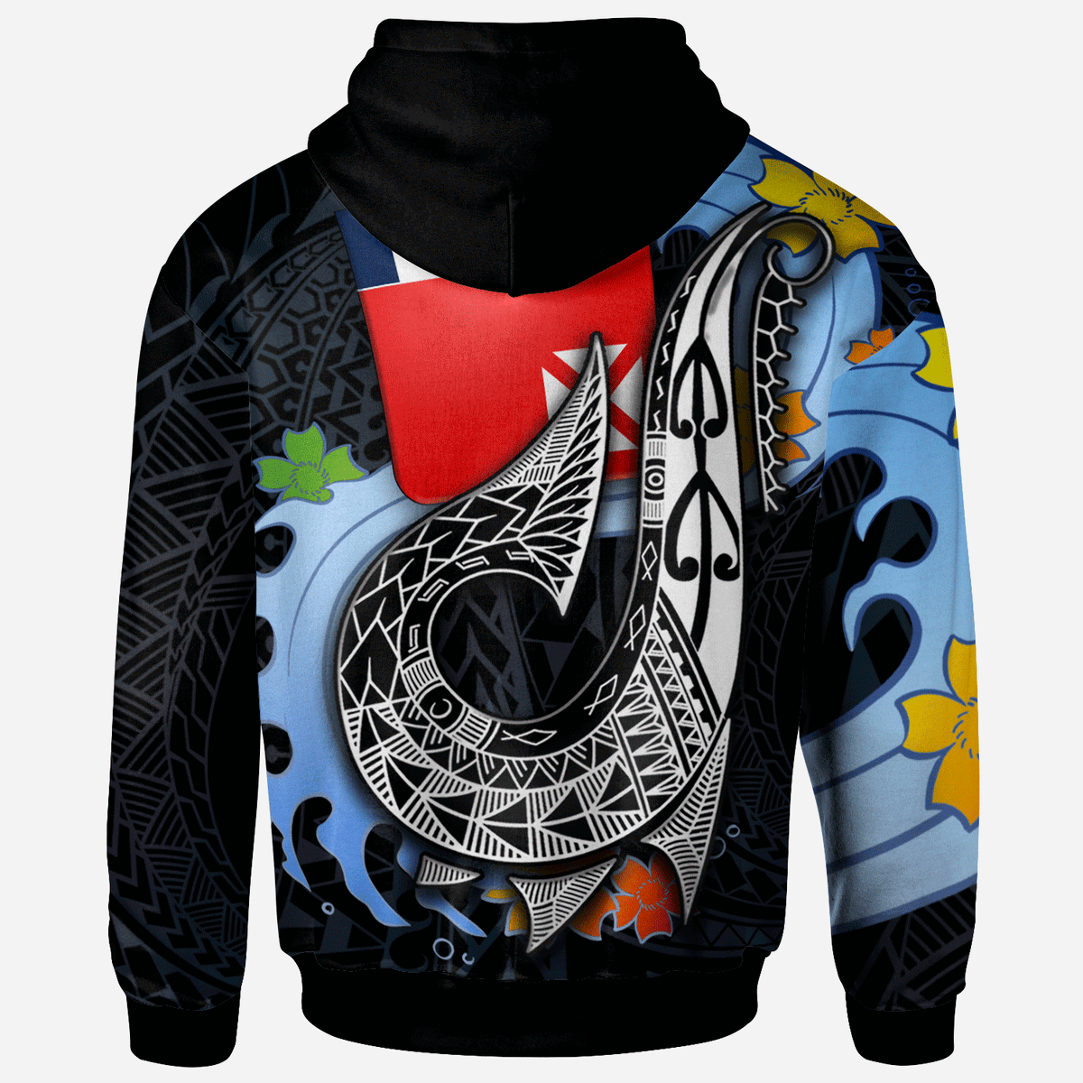 Wallis and Futuna Hoodie Fish Hooks and Wave - Polynesian Pride