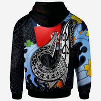 Wallis and Futuna Custom Hoodie Fish Hooks and Wave - Polynesian Pride
