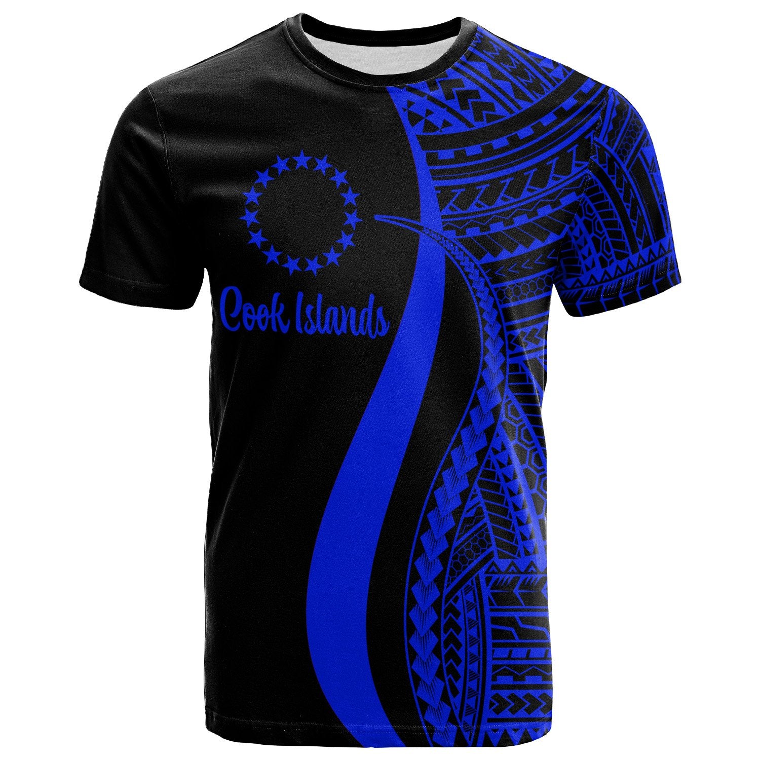 Cook Islands T Shirt Blue Polynesian Tentacle Tribal Pattern Unisex Blue - Polynesian Pride
