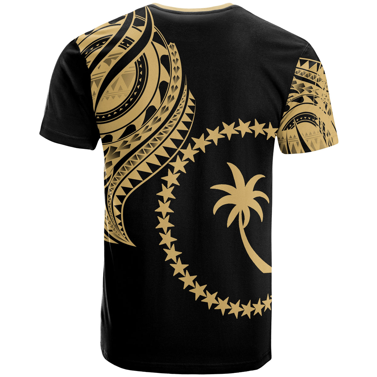 Chuuk State T Shirt Chuuk State Tatau Gold Patterns With Coat of Arms - Polynesian Pride