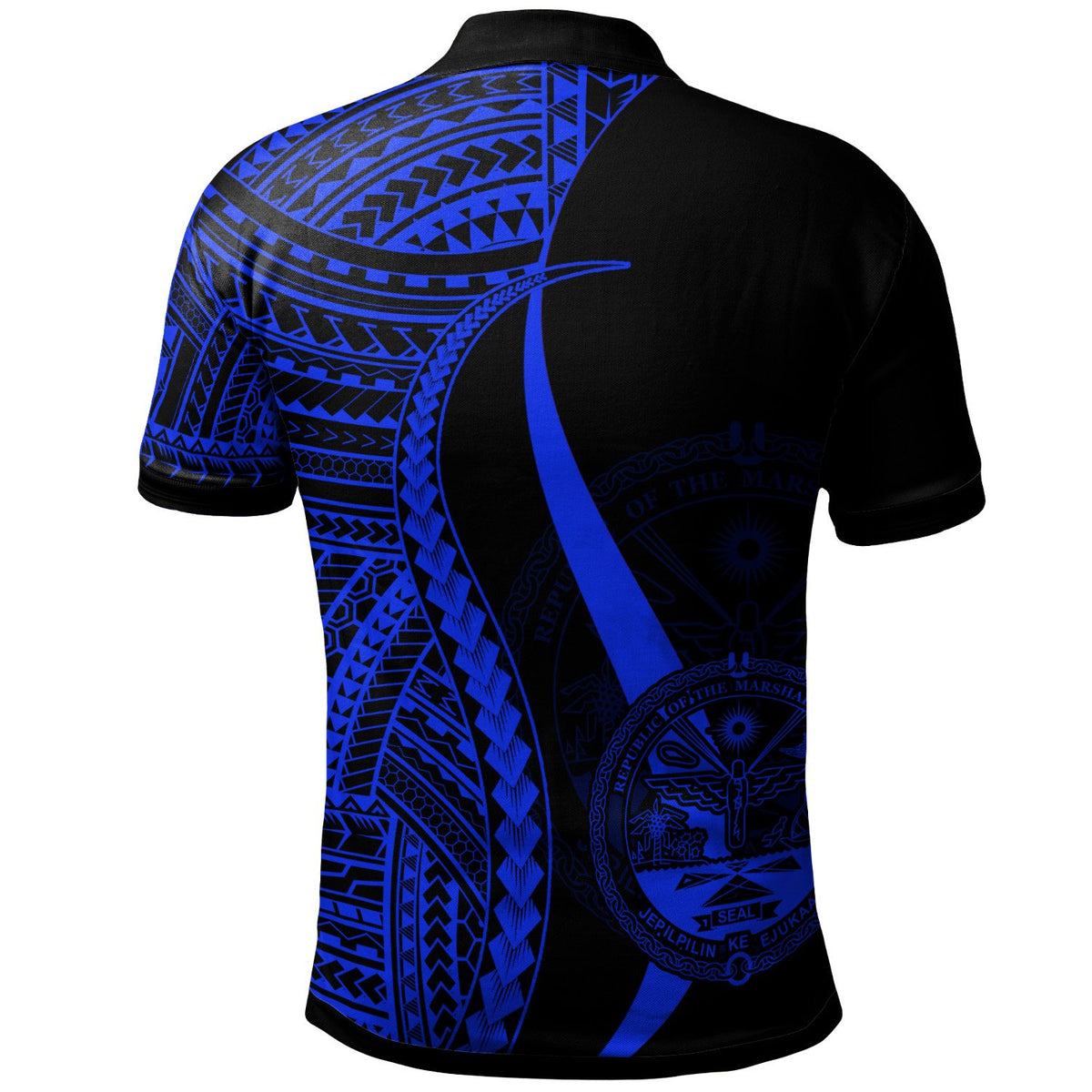Marshall Islands Polo Shirt Blue Polynesian Tentacle Tribal Pattern Crest - Polynesian Pride