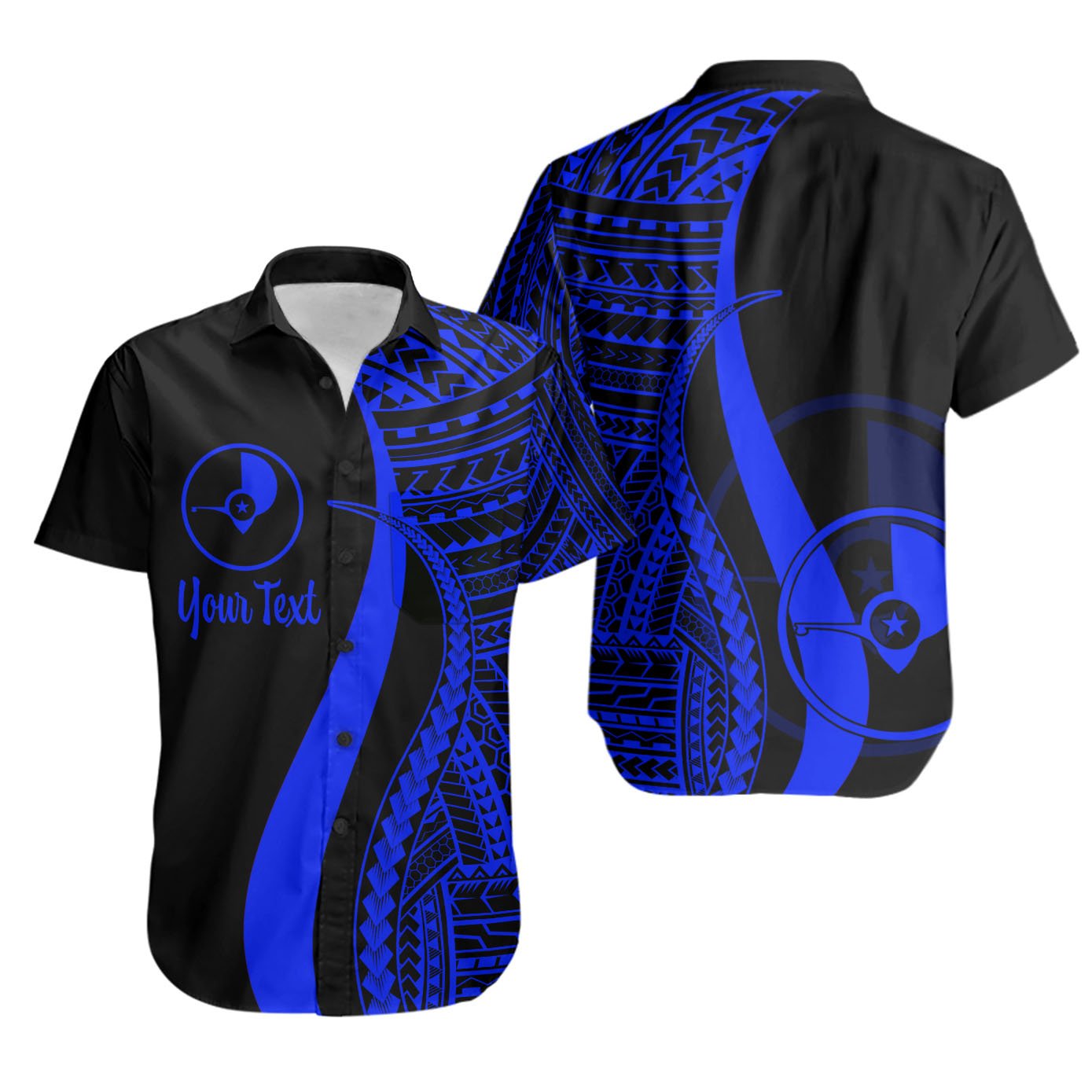 Yap Custom Personalised Short Sleeve Shirts - Blue Polynesian Tentacle Tribal Pattern Unisex Blue - Polynesian Pride