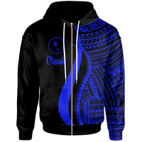 Chuuk Zip up Hoodie Blue Tentacle Tribal Pattern Unisex Blue - Polynesian Pride