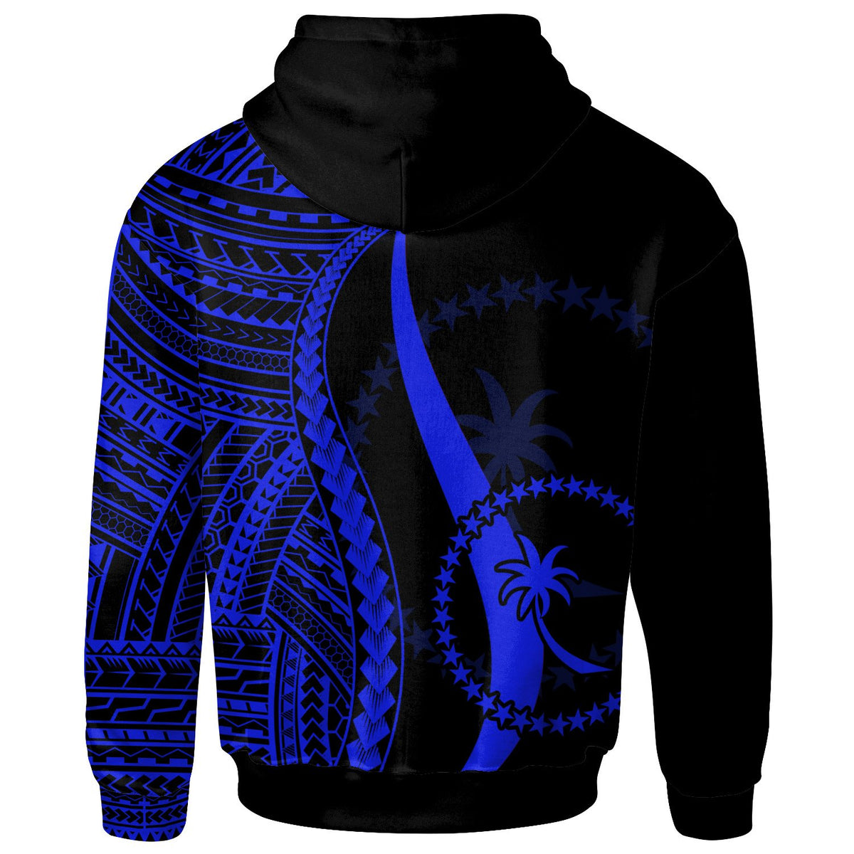 Chuuk Zip up Hoodie Blue Tentacle Tribal Pattern - Polynesian Pride