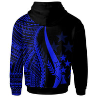Kosrae Zip up Hoodie Blue Tentacle Tribal Pattern - Polynesian Pride