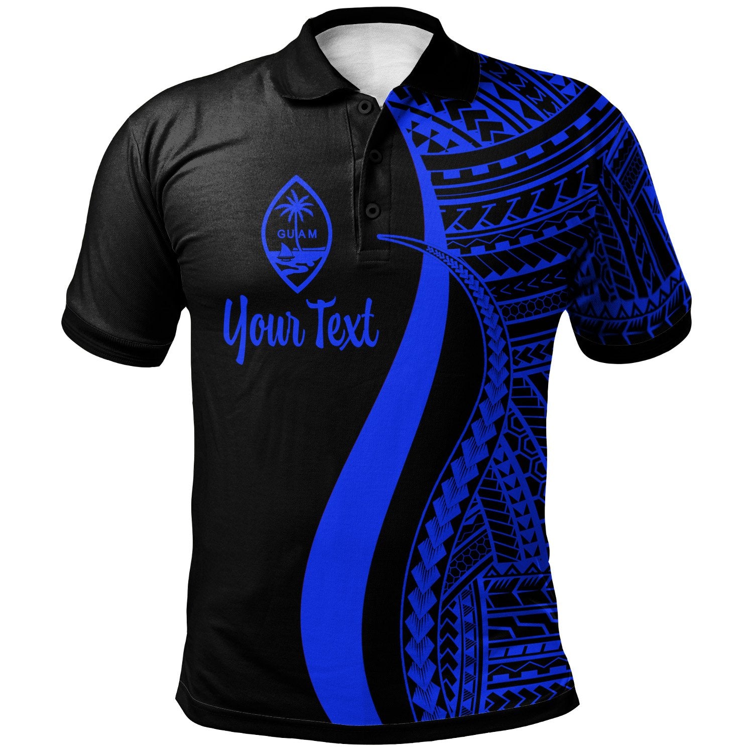 Guam Custom Polo Shirt Blue Polynesian Tentacle Tribal Pattern Unisex Blue - Polynesian Pride