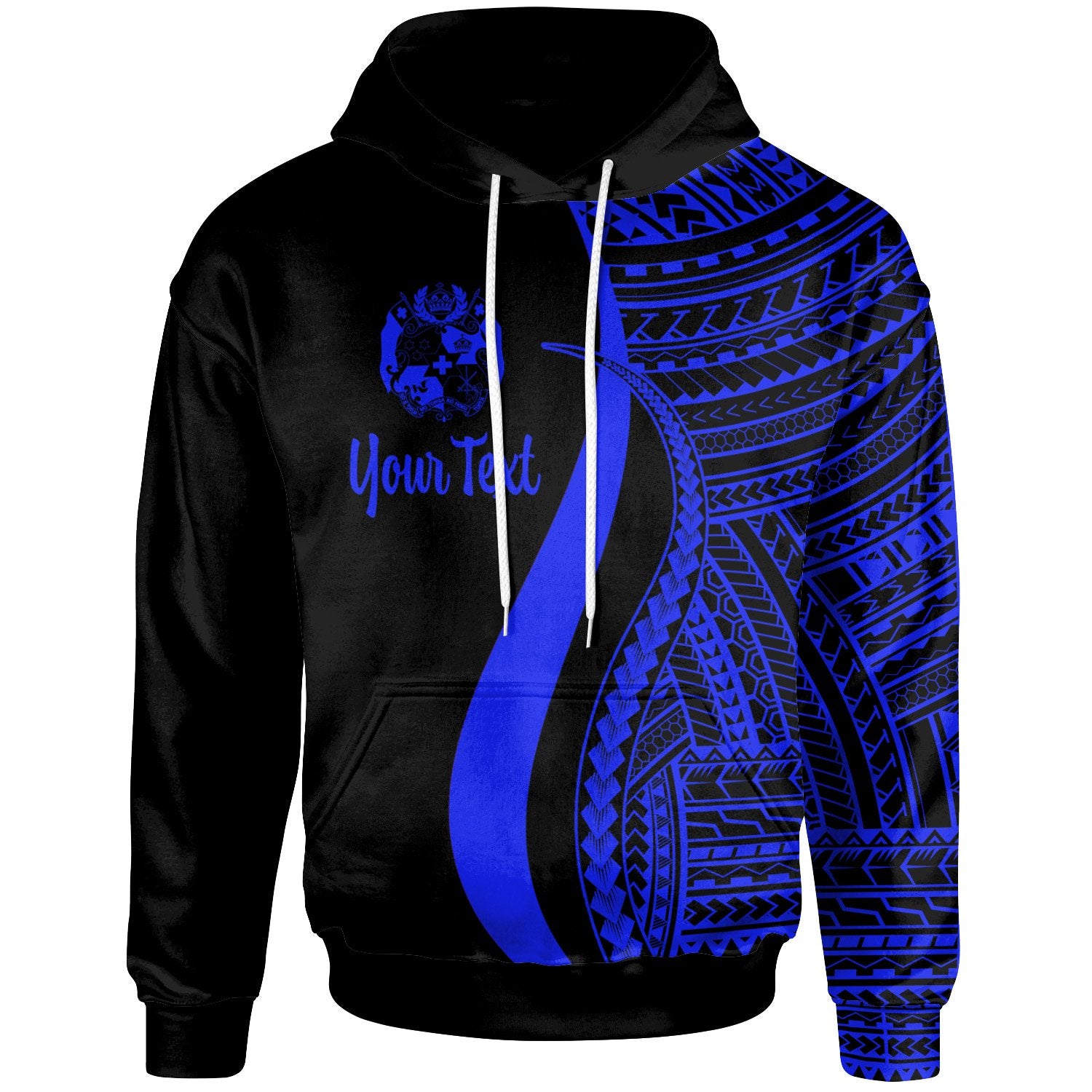 Tonga Custom Hoodie Blue Tentacle Tribal Pattern Unisex Blue - Polynesian Pride