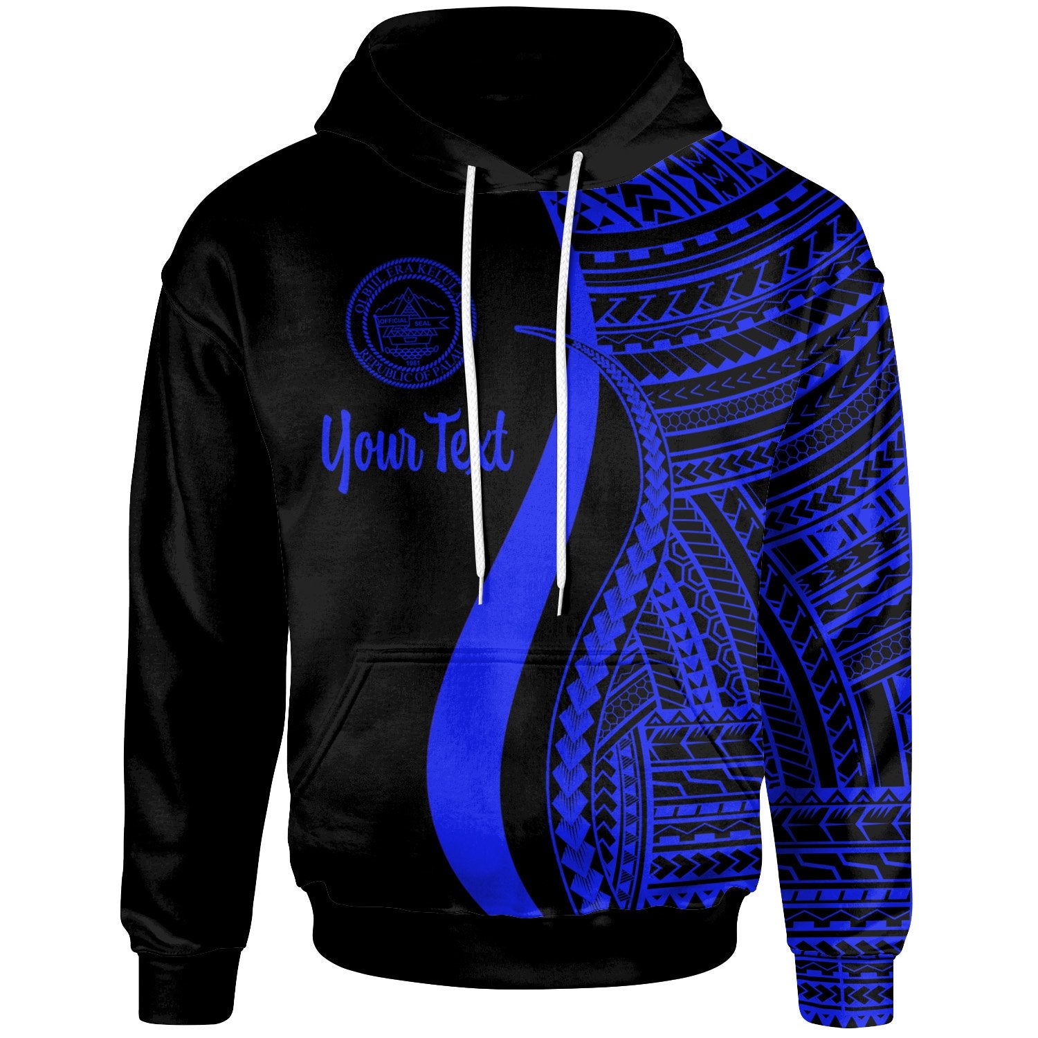 Palau Custom Hoodie Blue Tentacle Tribal Pattern Unisex Blue - Polynesian Pride