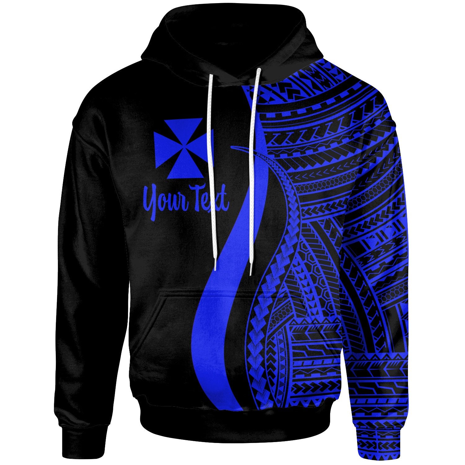 Wallis and Futuna Custom Hoodie Blue Tentacle Tribal Pattern Unisex Blue - Polynesian Pride