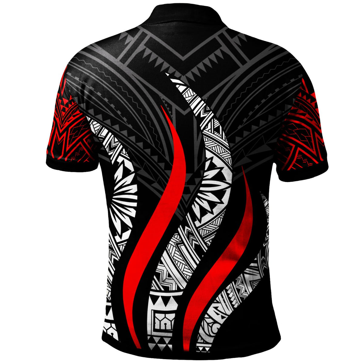 American Samoa Polo Shirt Amerika Samoa Strong Fire Pattern Red - Polynesian Pride