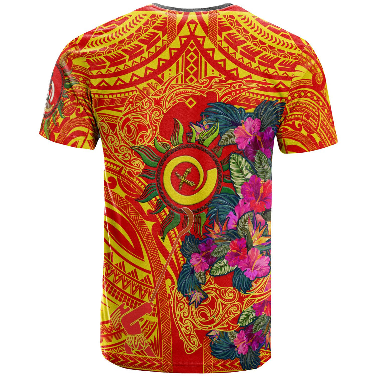 Polynesian T Shirt Vanuatu Symbols With Hibiscus Ver02 - Polynesian Pride