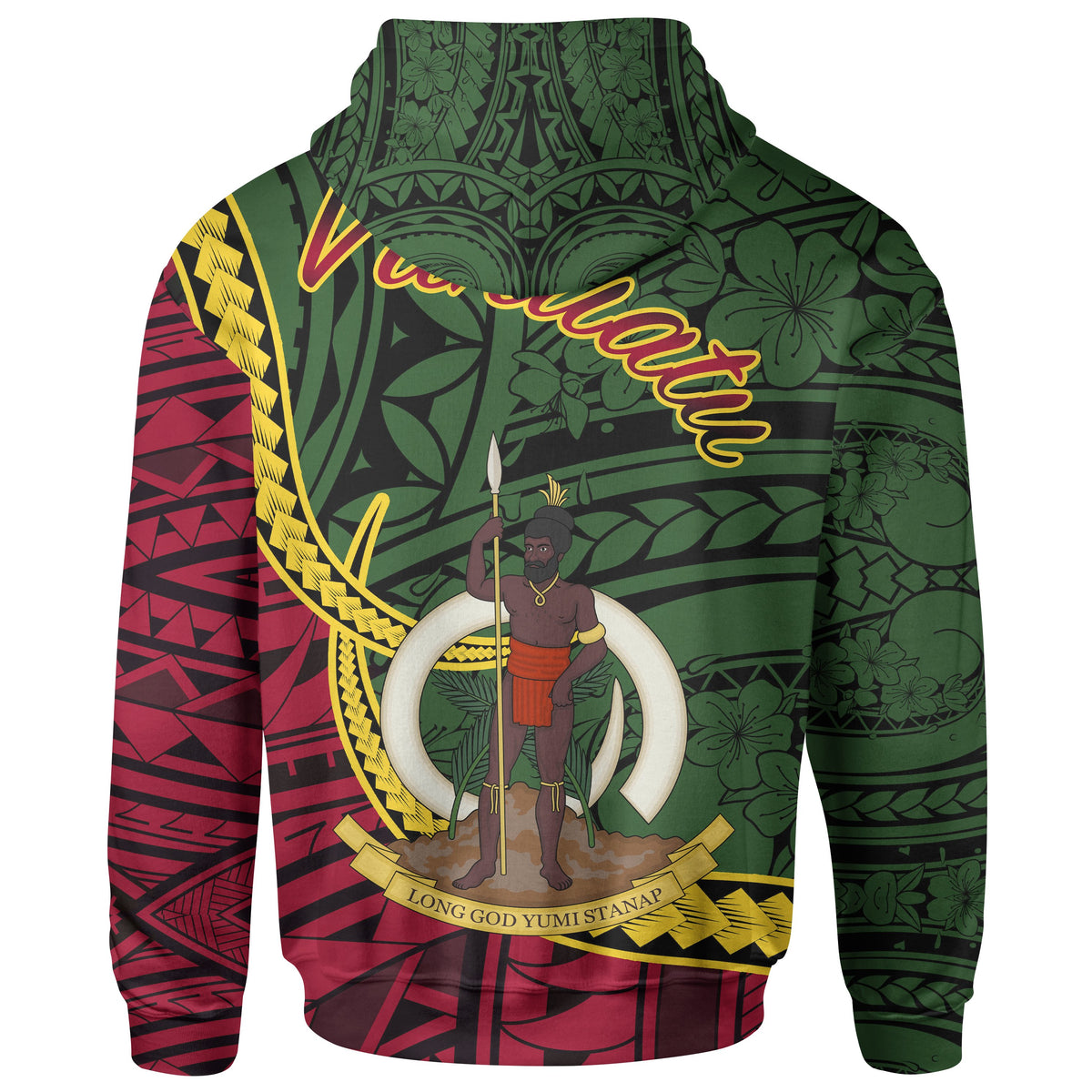 Vanuatu Zip Hoodie Malampa Seal of Vanuatu Polynesian Patterns - Polynesian Pride