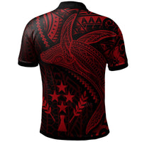Kosrae Polo Shirt Humpback Whale and Coat of Arms Red - Polynesian Pride