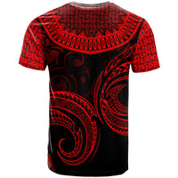 Cook Islands Custom T Shirt Unique Serrated Texture Red - Polynesian Pride
