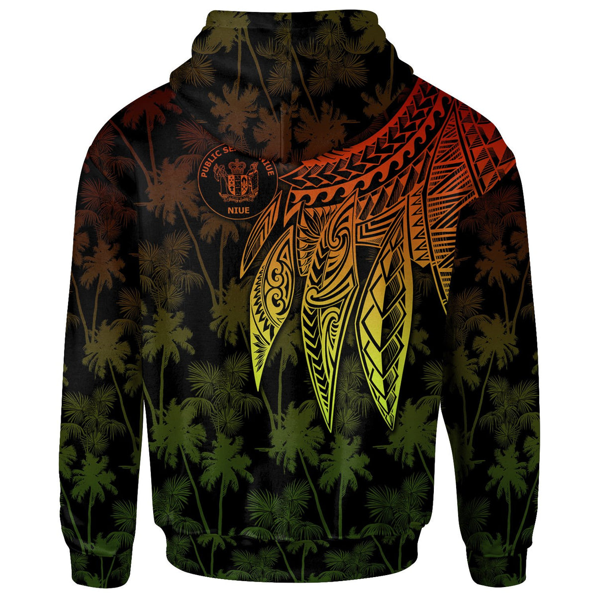 Niue Hoodie Polynesian Wings (Reggae) - Polynesian Pride