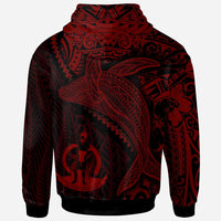 Vanuatu Zip up Hoodie Humpback Whale & Coat of Arms Red - Polynesian Pride
