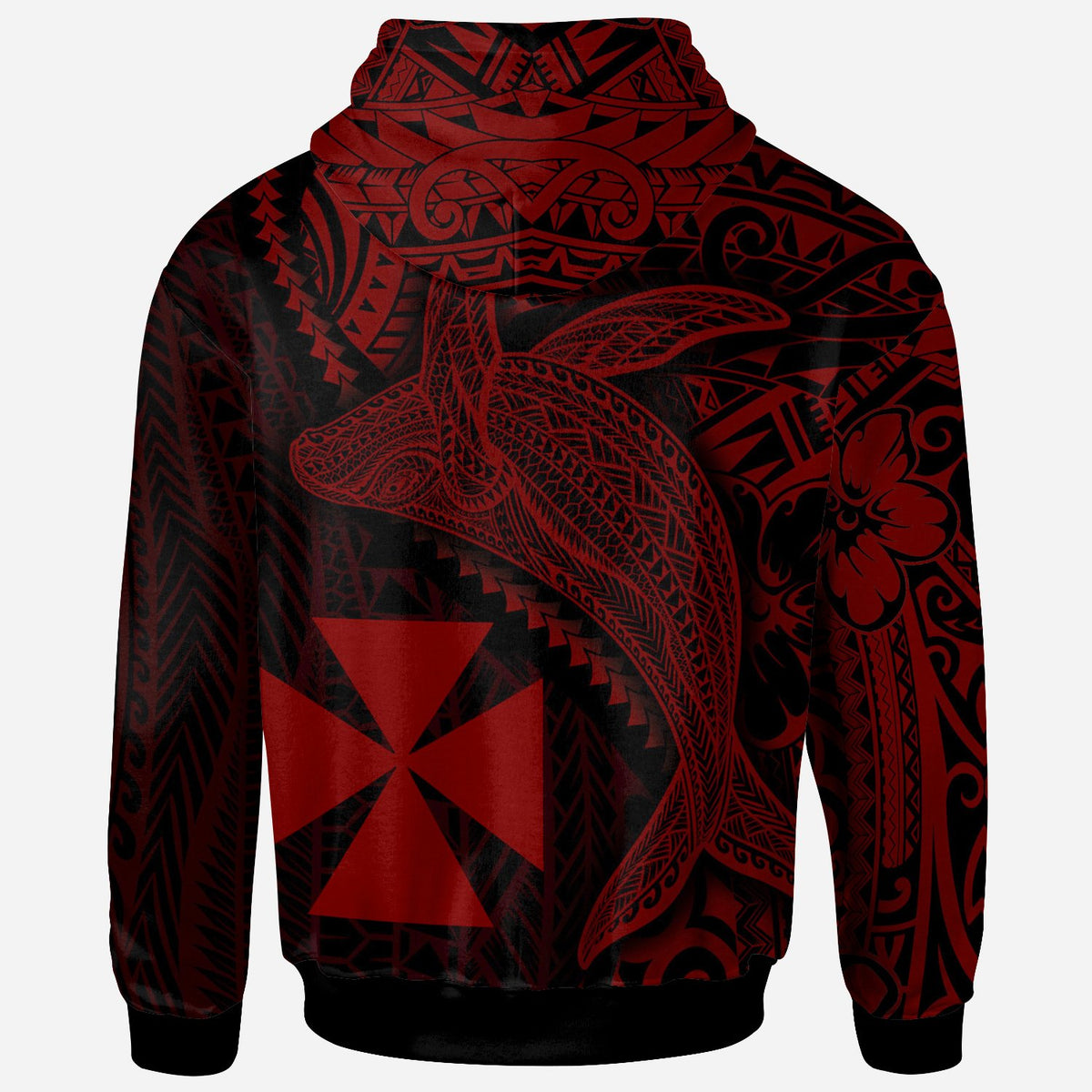 Wallis and Futuna Zip up Hoodie Humpback Whale & Coat of Arms Red - Polynesian Pride