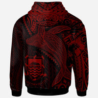 Tuvalu Zip up Hoodie Humpback Whale & Coat of Arms Red - Polynesian Pride