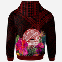 American Samoa Hoodie Coat of Arm With Polynesian Patterns - Polynesian Pride