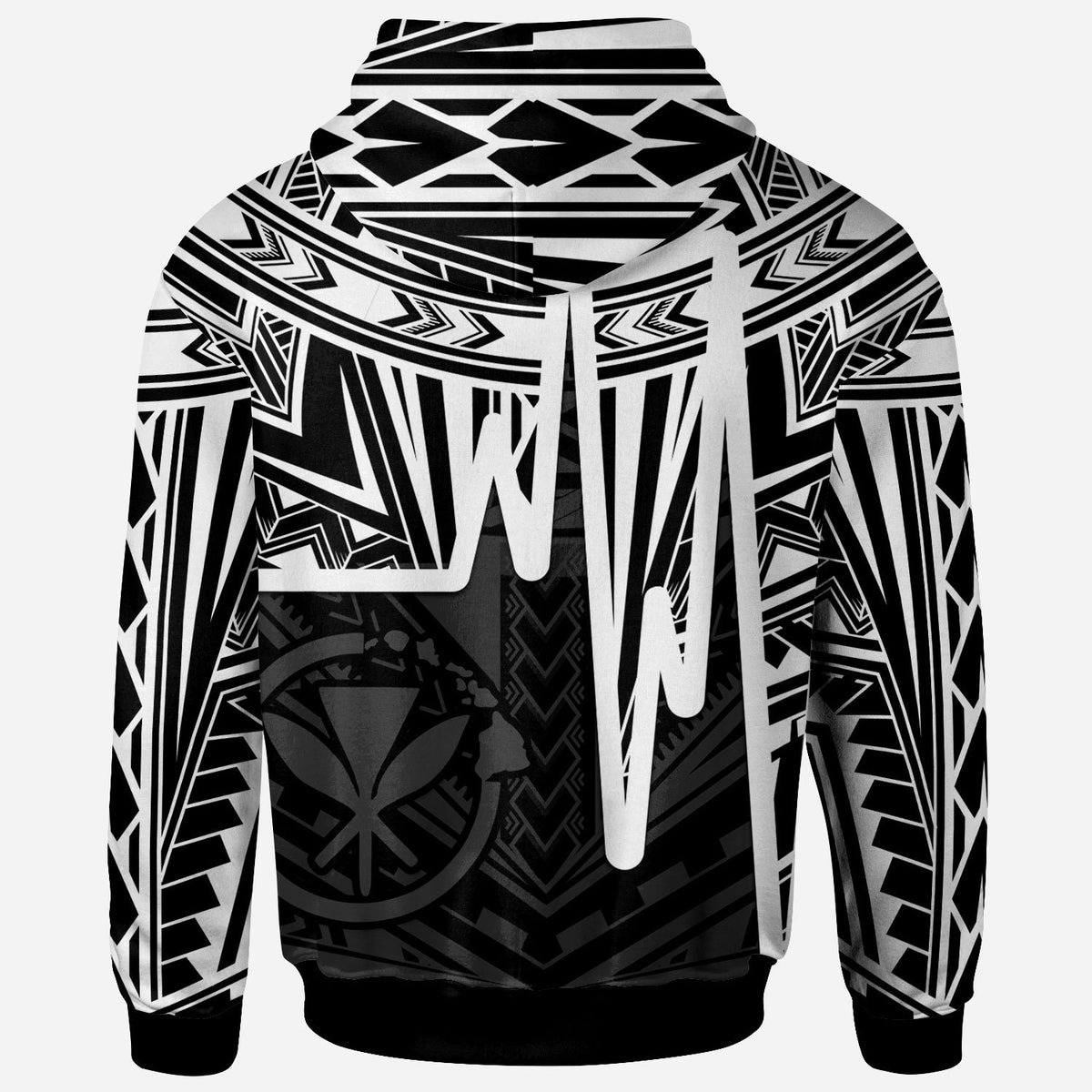 Hawaii Custom Hoodie Kanaka Maoli With Polynesian Pattern In Heartbeat Style (Black,White) - Polynesian Pride