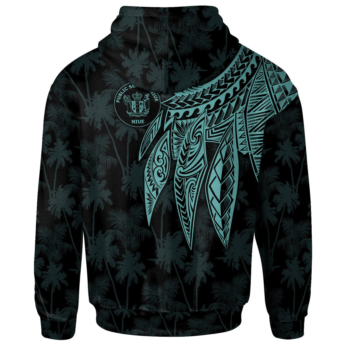 Niue Hoodie Polynesian Wings (Turquoise) - Polynesian Pride