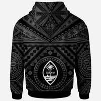 Guam Zip up Hoodie Guam Seal With Polynesian Tattoo Style (Black) - Polynesian Pride