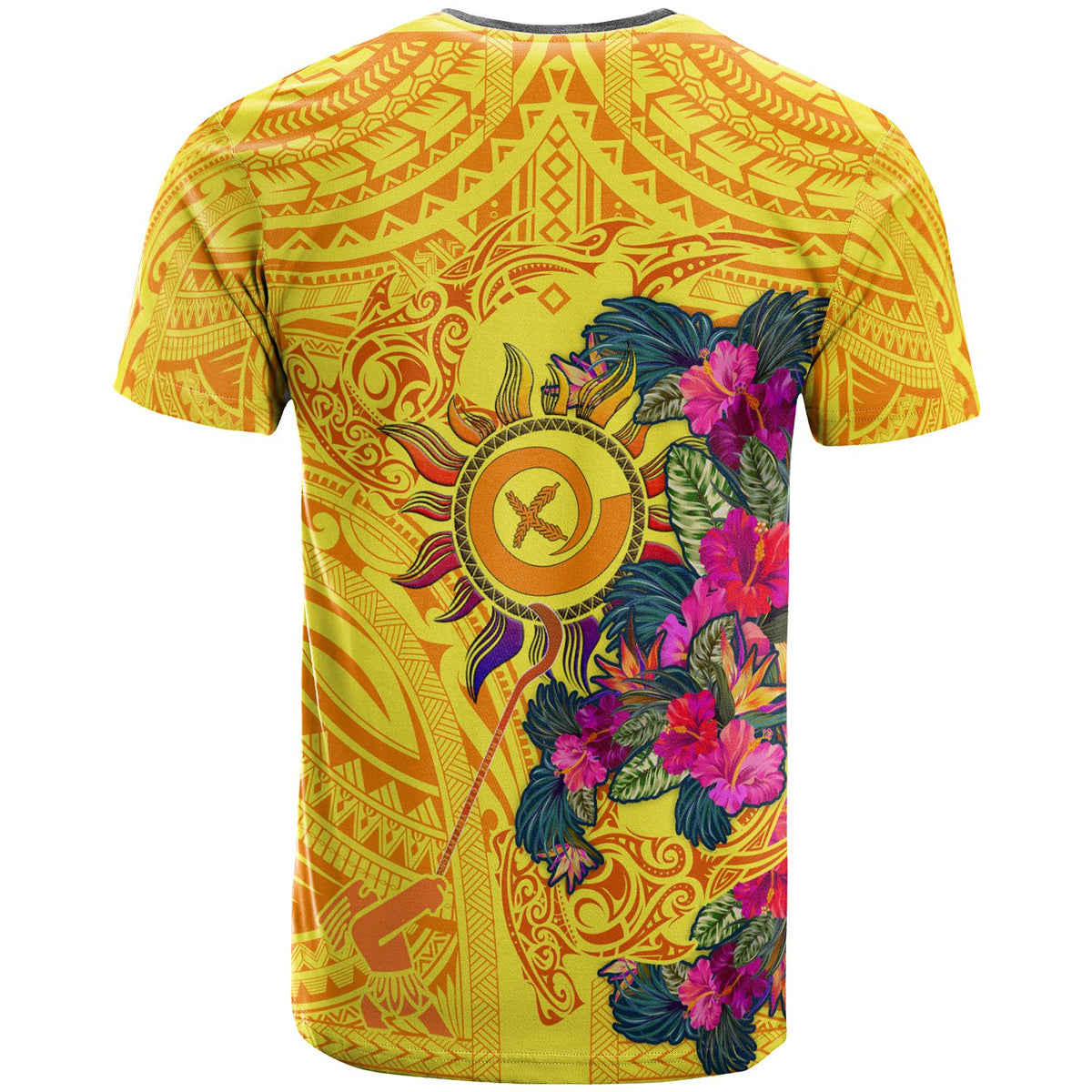 Polynesian T Shirt Vanuatu Symbols With Hibiscus - Polynesian Pride