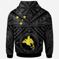 Papua New Guinea Zip up Hoodie Flag With Polynesian Patterns (Black) - Polynesian Pride