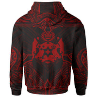 Tonga Hoodie Coat of rms With Patterns Red Color - Polynesian Pride