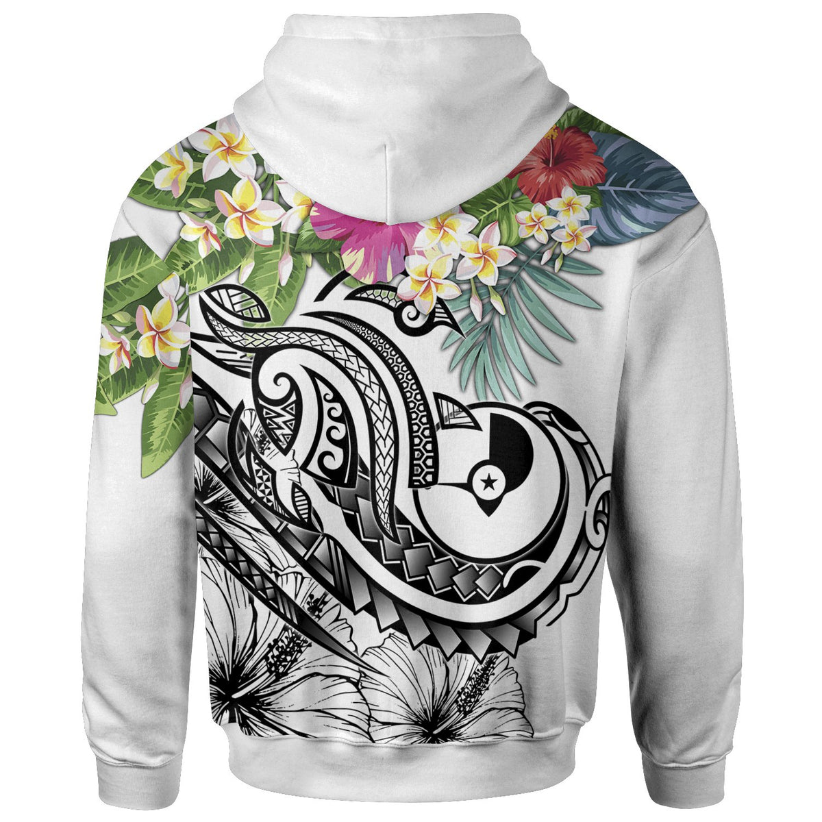 YAP Polynesian Hoodie Summer Plumeria (White) - Polynesian Pride
