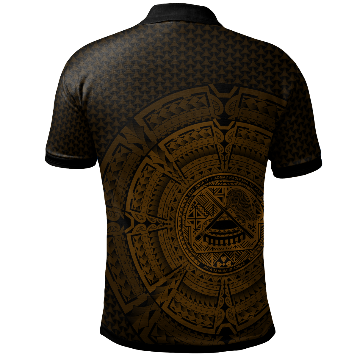 American Samoa Polo Shirt Polynesian Circle (Golden) - Polynesian Pride