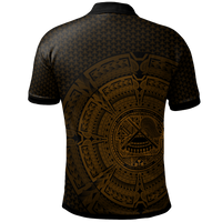 American Samoa Polo Shirt Polynesian Circle (Golden) - Polynesian Pride