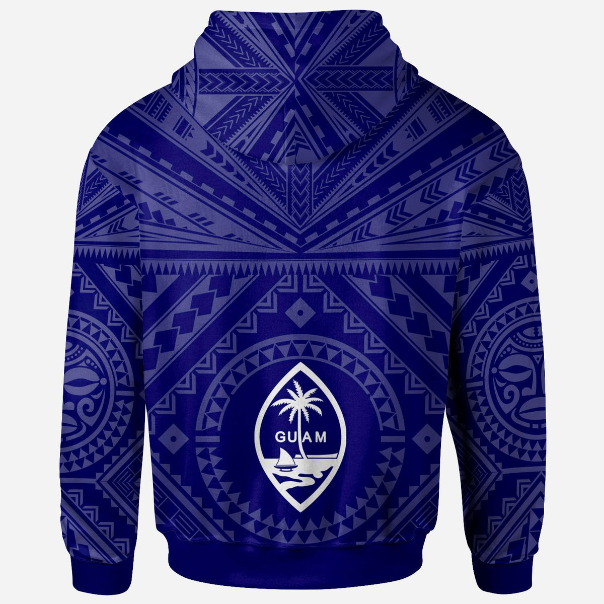 Guam Custom Zip up Hoodie Guam Seal With Polynesian Tattoo Style (Blue) - Polynesian Pride