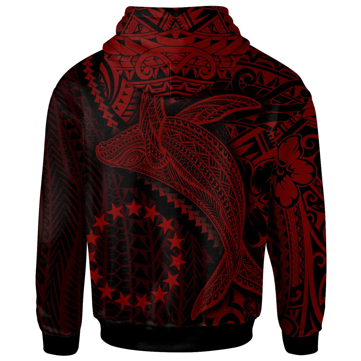 Cook Islands Hoodie Humpback Whale & Coat of Arms Red - Polynesian Pride