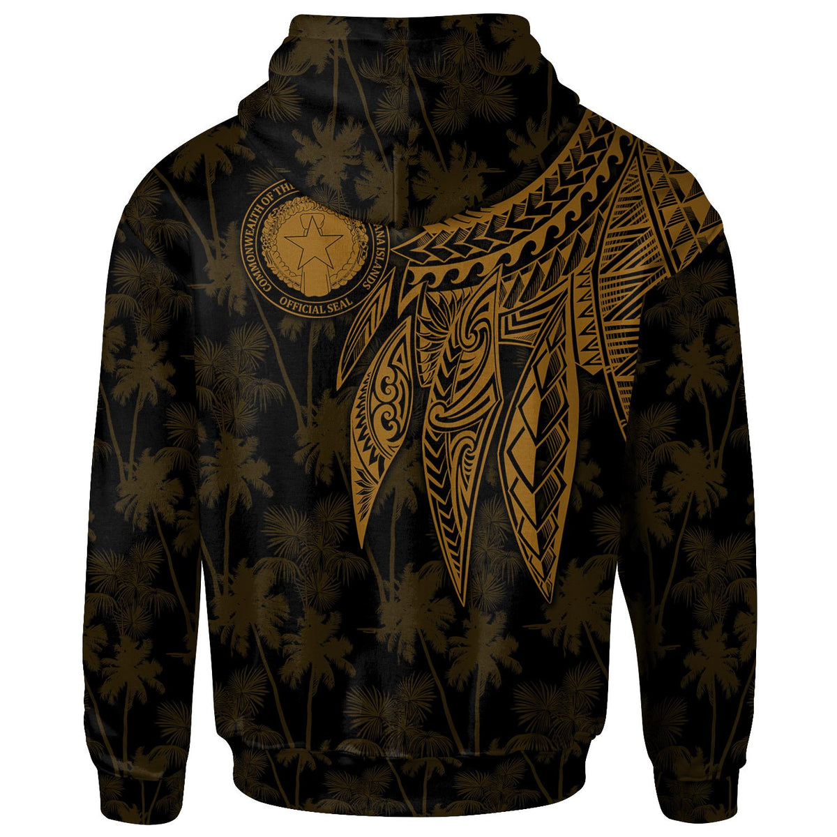 Northern Mariana Islands Polynesian Zip up Hoodie Polynesian Wings Golden - Polynesian Pride