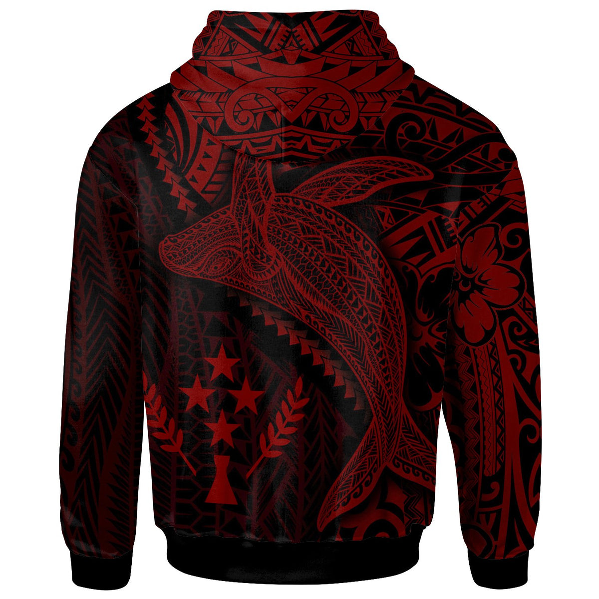 Kosrae Zip up Hoodie Humpback Whale & Coat of Arms Red - Polynesian Pride